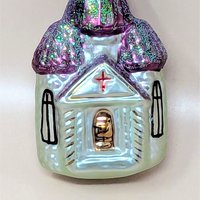 1990s Christopher Radko Blown Glass Church Ornament