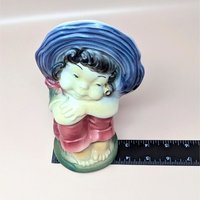 1950s Royal Copley Blue Bonnet Girl Planter Pair