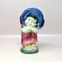 1950s Royal Copley Blue Bonnet Girl Planter Pair