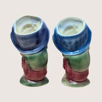 1950s Royal Copley Ceramic Blue Bonnet Girl Planter Pair