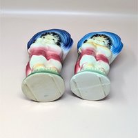 1950s Royal Copley Blue Bonnet Girl Planter Pair