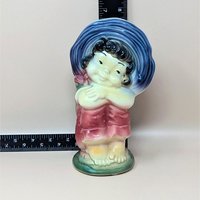 1950s Royal Copley Blue Bonnet Girl Planter Pair