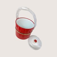 Vintage Culver Squire Red Ice Bucket and Glasses Set