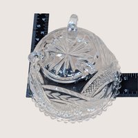 1960s Vintage Crystal Covered Candy Dish with Serpentine Pattern