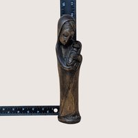 1960s Hand Carved Wooden Madonna and Child Figurine