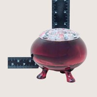 1930s Vintage Ruby Red Flowerite Footed Bowl and Flower Frog