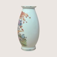 1950s Meito China Japanese Porcelain Satsuma Style Pheasant Floral Vase