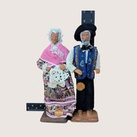 1970s Santons de Yolande French Terracotta Clay Figure Pair