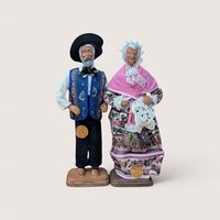 1970s Santons de Yolande French Terracotta Clay Figure Pair