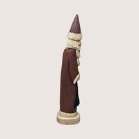 1990s Vintage Hand Carved Wood Slim Santa Claus Figurine