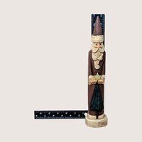 1990s Vintage Hand Carved Wood Slim Santa Claus Figurine
