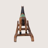 1980s Vintage Handmade Hand Carved Wooden Rocking Horse Figurine