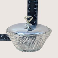 1950s Kromex Swirl Clear Glass Candy Dish with Chrome Lid