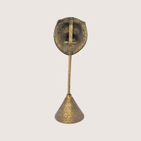 1970s Vintage Handmade Dhokra Brass Tiger Mask Pedestal Sculpture