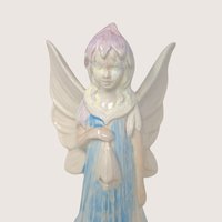 1970s Vintage Hand Painted Ceramic Pastel Fairy Figurine