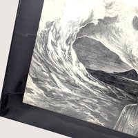 Original Surrealist Seascape Moonlit Pencil Drawing