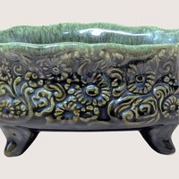 1960s Hull Pottery B32 Floral Footed Planter