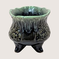 1960s Hull Pottery B32 Floral Footed Planter