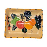 Mundo de Azulejos Talavera Casserole Dish Hand Painted Fruit Mexico Pottery 10"