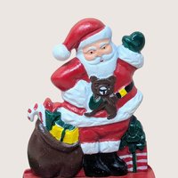 Vintage Cast Iron Santa Claus Stocking Holder