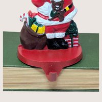 Vintage Cast Iron Santa Claus Stocking Holder