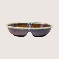 1970s Hull Pottery Brown Drip Divided Casserole Dish