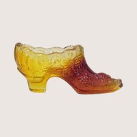 1970s Fenton Amberina Daisy and Button Glass Shoe