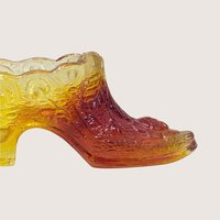 1970s Fenton Amberina Daisy and Button Glass Shoe
