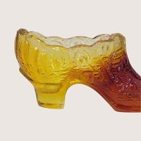 1970s Fenton Amberina Daisy and Button Glass Shoe