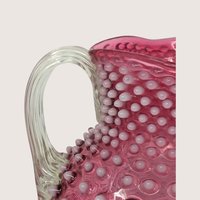 Victorian Cranberry Hobnail Glass Pitcher