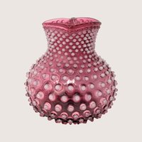 Victorian Cranberry Hobnail Glass Pitcher