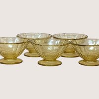 1930s Federal Glass Madrid Amber Sherbet Cups Set of 5