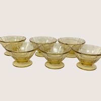1930s Federal Glass Madrid Pattern Sherbet Cups Set of 6
