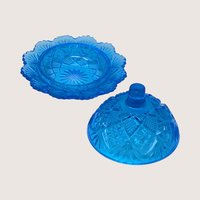 1960s Westmoreland Thumbelina Blue Toy Sugar Creamer and Butter Set