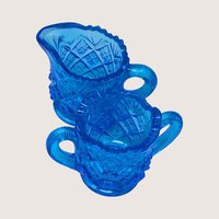 1960s Westmoreland Thumbelina Blue Toy Sugar Creamer and Butter Set