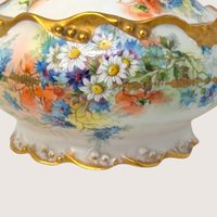 1910s Coronet Limoges Porcelain Floral Covered Tureen