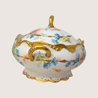 1910s Coronet Limoges Porcelain Floral Covered Tureen