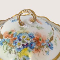 1910s Coronet Limoges Porcelain Floral Covered Tureen