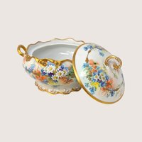 1910s Coronet Limoges Porcelain Floral Covered Tureen