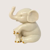 1980s Lenox Porcelain Elephant Figurine with Gold Accents