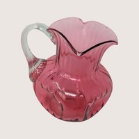 Victorian Cranberry Glass Pitcher with Clear Applied Handle