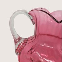 Victorian Cranberry Glass Pitcher with Clear Applied Handle