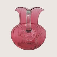 Victorian Cranberry Glass Pitcher with Clear Applied Handle