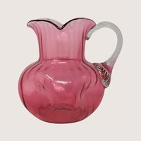 Victorian Cranberry Glass Pitcher with Clear Applied Handle