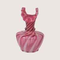 1950s Fenton Cranberry Opalescent Spiral Swirl Fan Top Vase