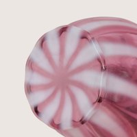1950s Fenton Cranberry Opalescent Spiral Swirl Fan Top Vase