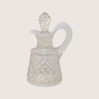 1950s Fenton White Opalescent Hobnail Cruet with Stopper