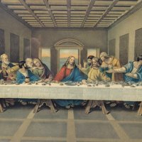 1970s Religious Last Supper Lithograph Print in Twisted Wire Frame
