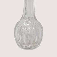 1920s Ribbed Glass Perfume Bottle with Silver Tone Cap