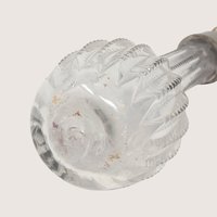 1920s Ribbed Glass Perfume Bottle with Silver Tone Cap